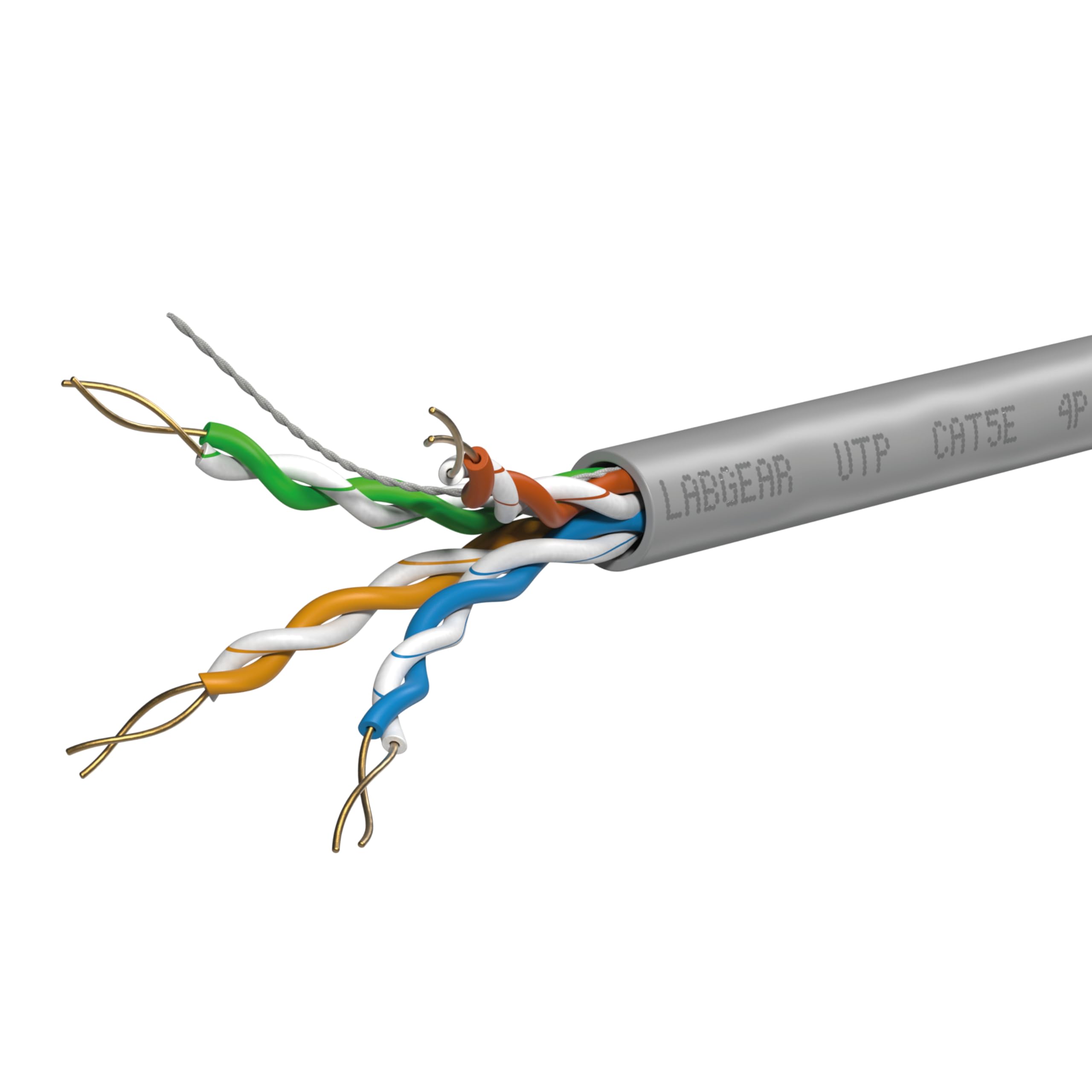 Labgear Cat5e Ethernet Cable 50m, 4 Pair 8-Core UTP Cable Coil, Indoor PVC Sheath, High-Speed LAN Network Cable for Home Office, Router, and Data Installation, Grey