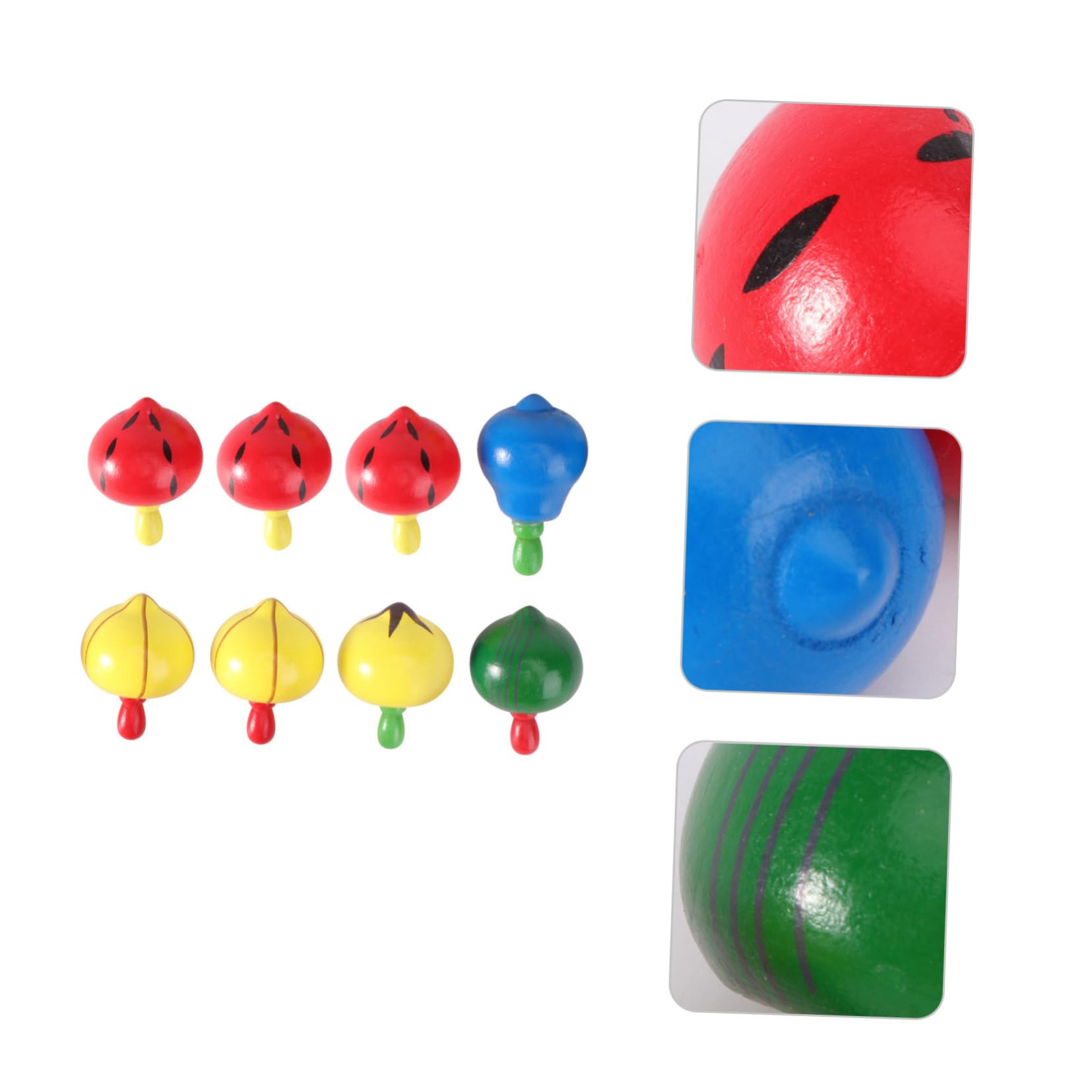 ORFOFE Wooden Boys and Girls Gyro Toys 8pcs Fruit Tops for Boys and Girls' Cognitive Skills Parent-Child Interaction Random Style
