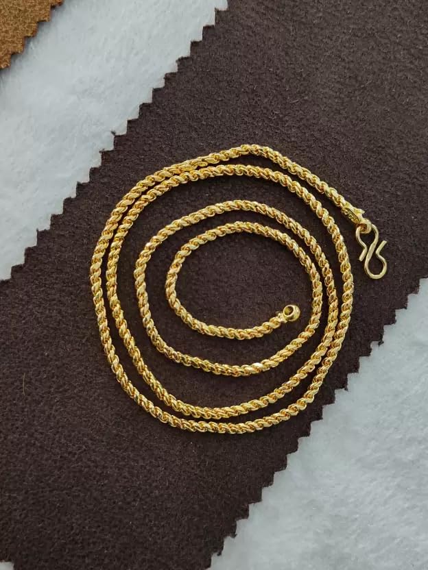 One gram Stylish Golden Neck woman and men Chain “24” Inches Gold-plated Chain_D107-picture-29