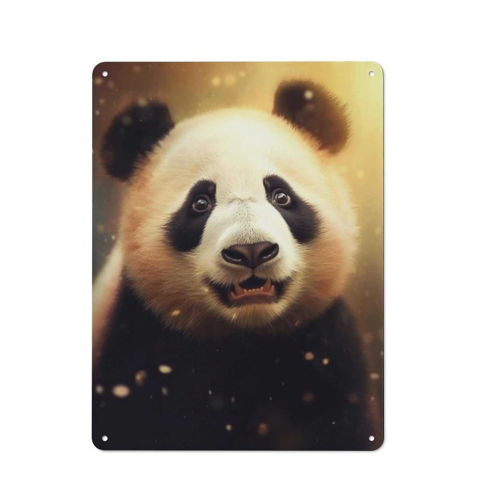 Retro Metal Plaque 40x30cm Featuring Panda Pandas, Bistro Wall Plaque for Bakery, Diner, Cafe Or Family Room