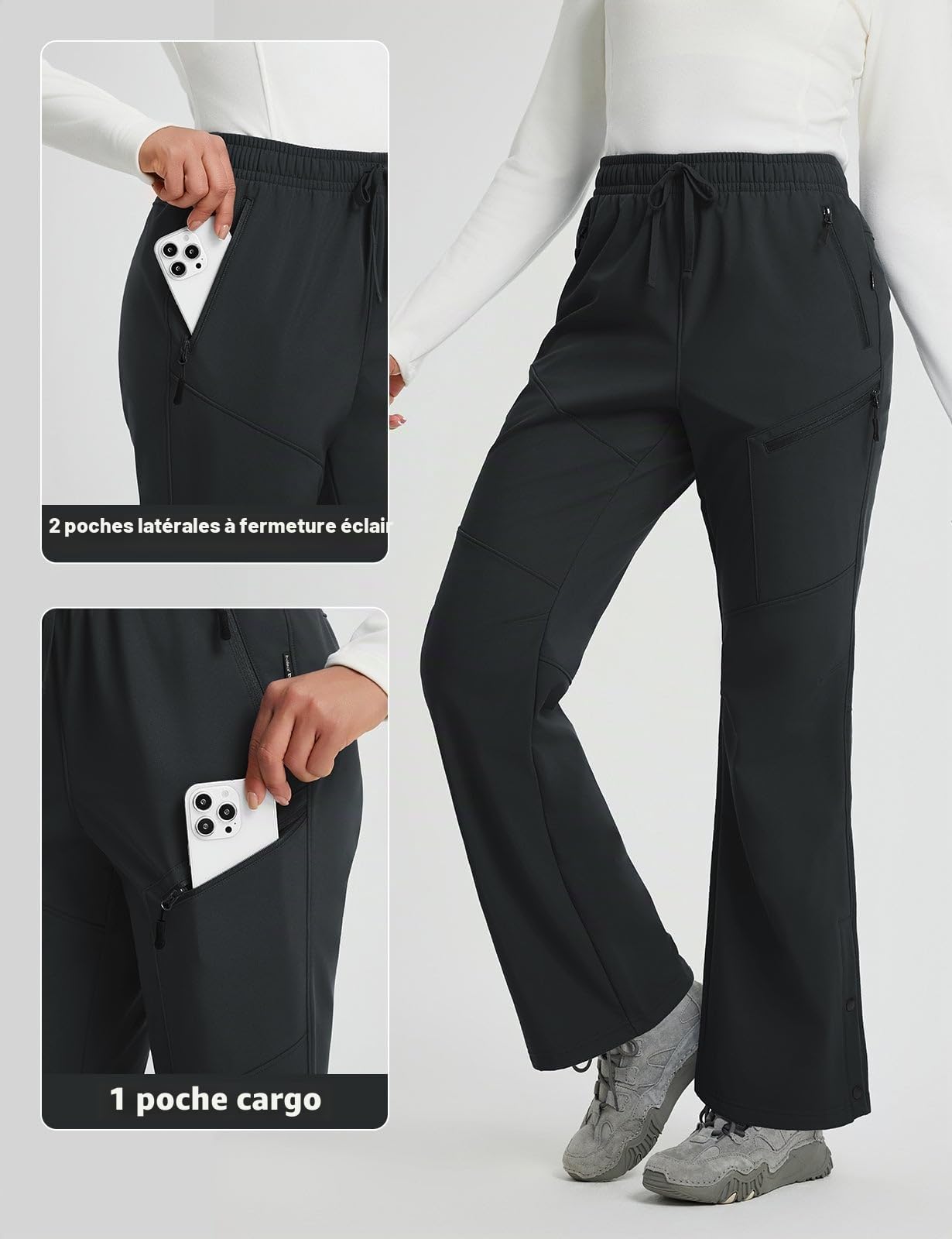 baleaf Pantalon de randonnée thermique pour femme - Pantalon softshell - Imperméable - Coupe-vent - Pantalon d'extérieur - Pantalon de ski - Pantalon de ski d'hiver