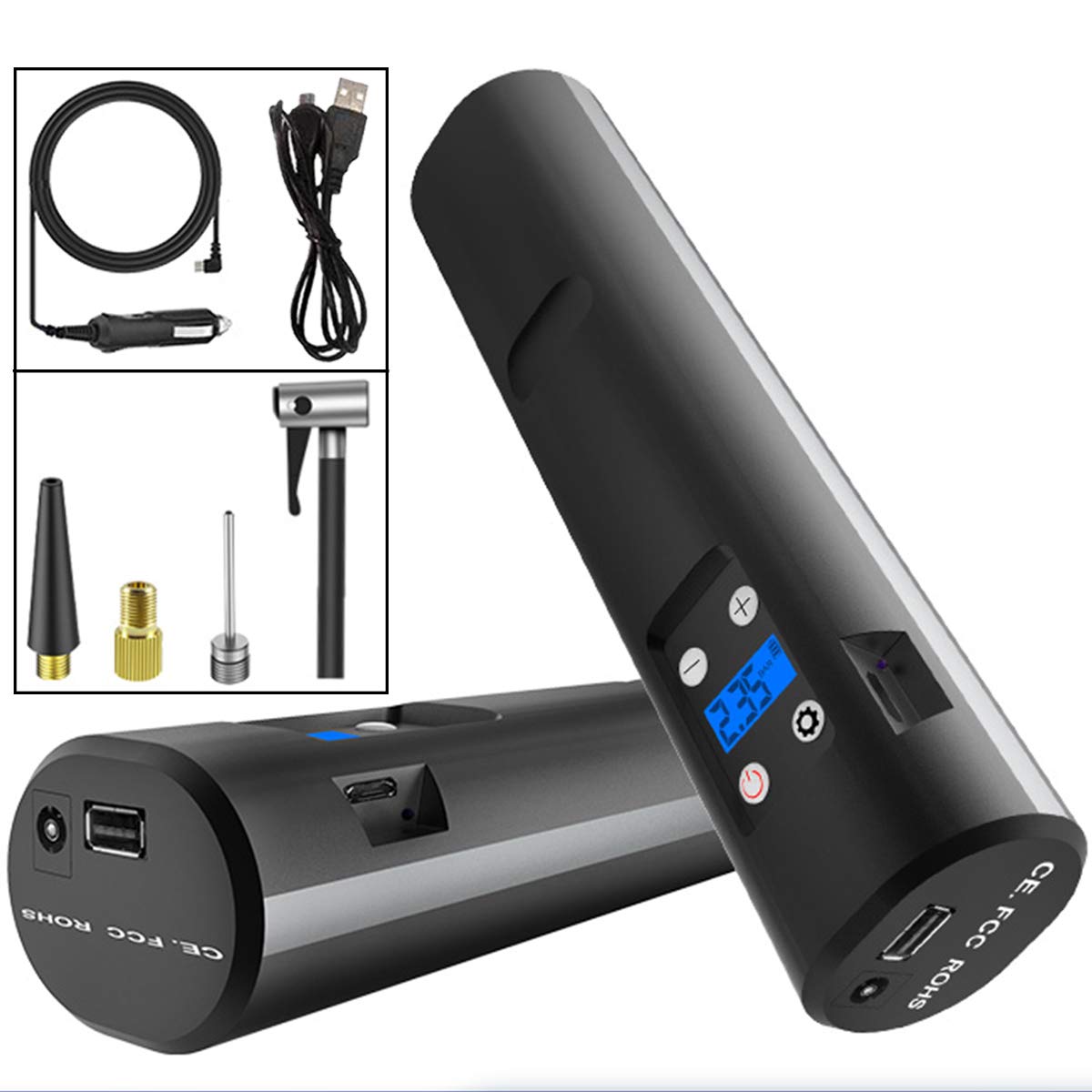 EE-ACE Car Air Pump Digital Tire Pump Portable Air Compressor Cordless Tire Inflator with Rechargeab