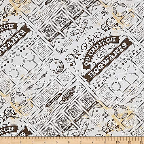 Camelot Wizarding World Quidditch at Hogwarts in Brown, Quilting Fabric by the Yard