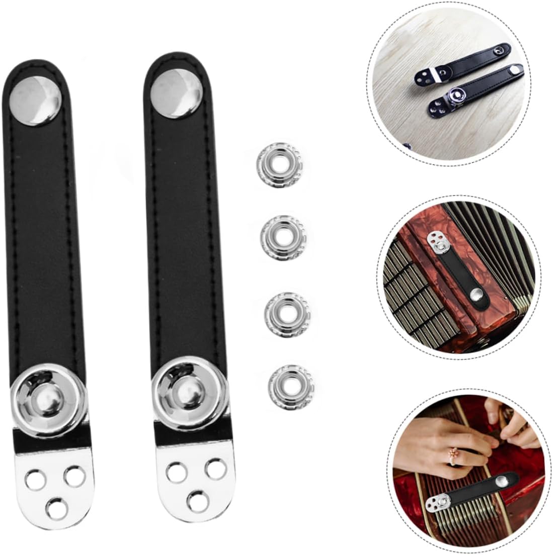 Universal Accordion Accessory Double Layer Steel Cowhide Buckles 2pcs