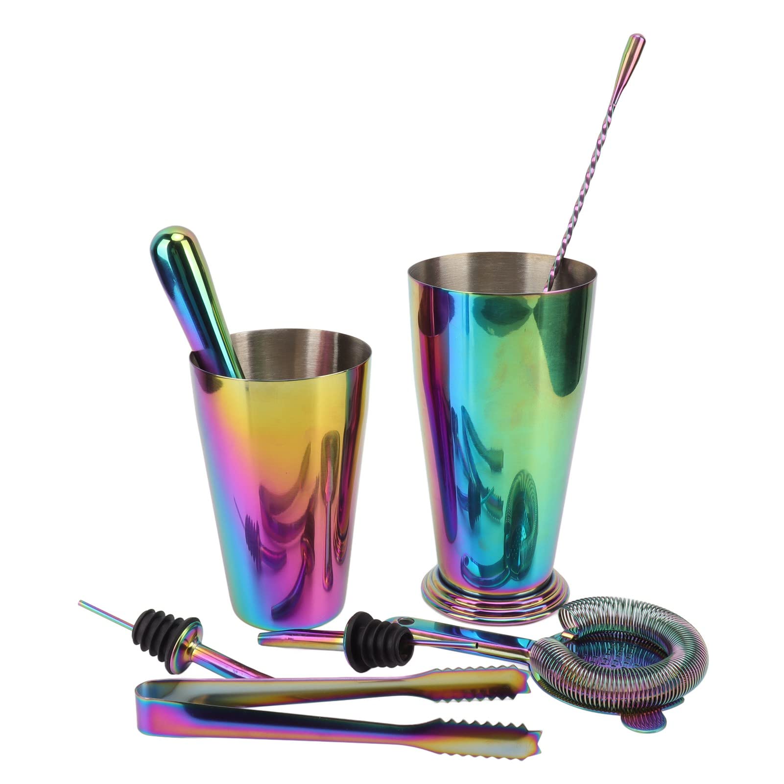 Kit de Barman Profesional Juego de coctelera de Acero Inoxidable 304 con Fondo ponderado para preservación del Calor para Uso doméstico en Barra Incluye Cuchara mezcladora