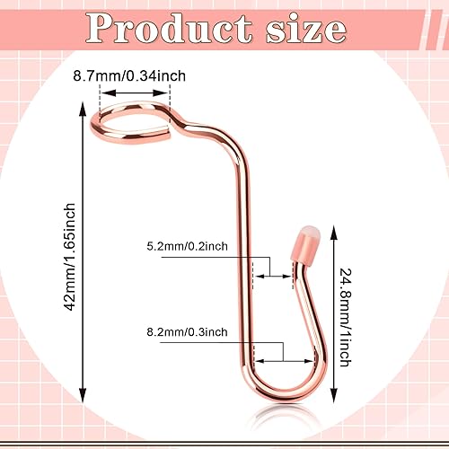 Miniatura 8 de 50 ganchos de metal para colgar ropa estable para diferentes perchas de ropa, 0.35 pulgadas de diámetro, color dorado