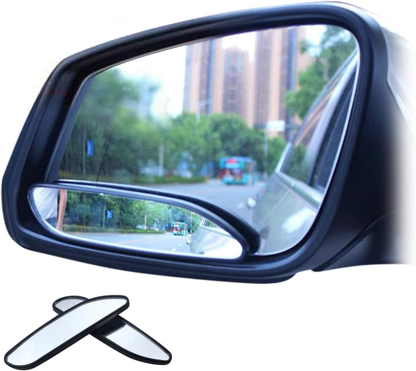 GCQ Blind Spot Mirror, Quadrangle Shaped HD Glass Convex Rear View Car Mirror, 2 Packs Angle Adjustable Mirror Stick-On Side Mirror for All Universal Vehicles Cars