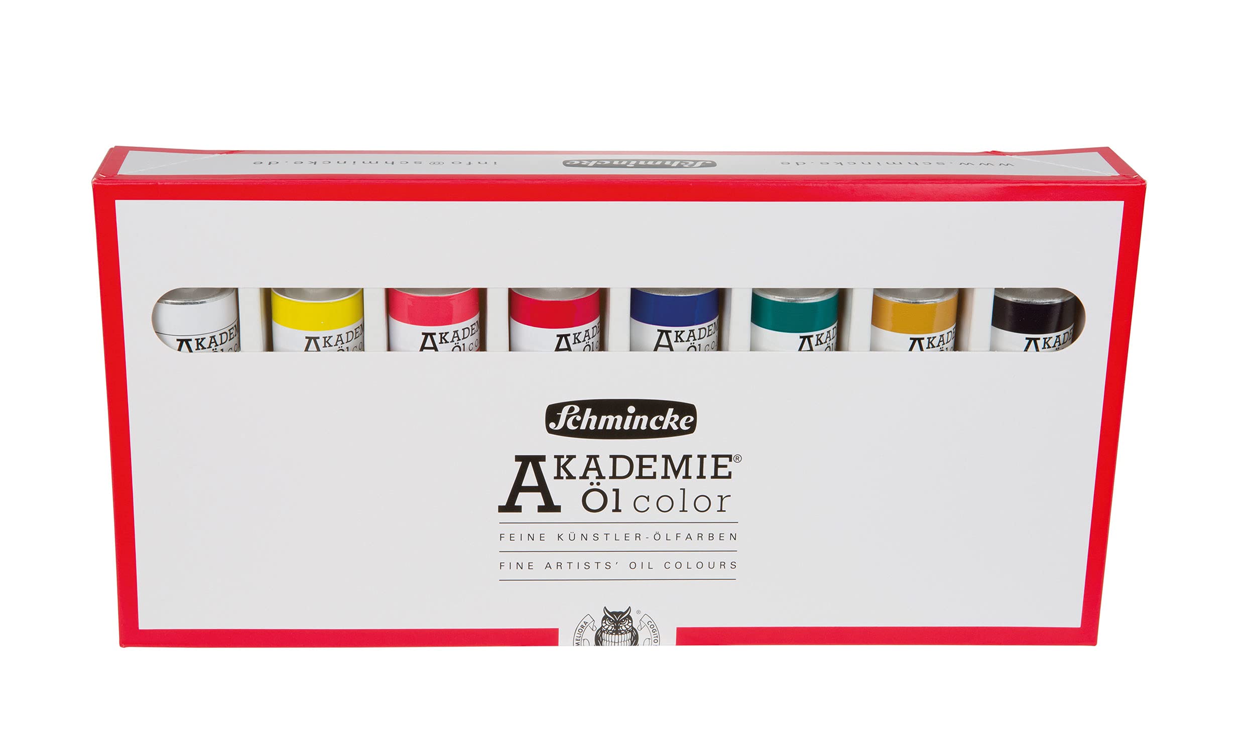 Schmincke - AKADEMIE® Huile, assortiment de base 8 tubes en 60 ml, 79 011 097, couleurs fines à l'huile pour artistes, brillantes, très bonne résistance à la lumière, set de couleurs à l'huile