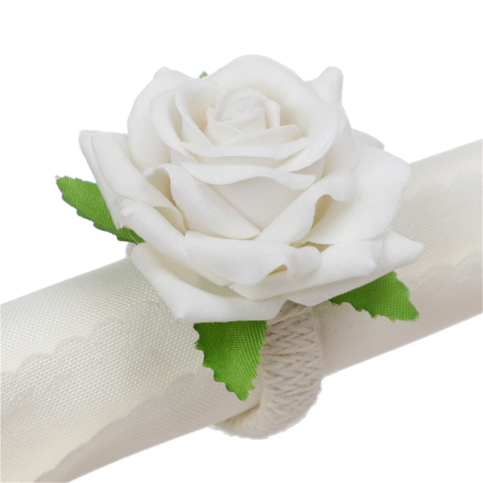 12PCS Artificial Rose Napkin Rings Tissue Holders for Wedding Table Decor