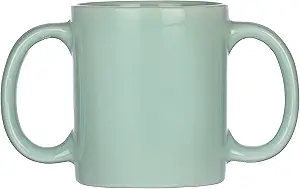 HealthGoodsIn Dual Handle Mug (Double Grip Mug) - Microwave Safe, 11.83 oz, Mint Green