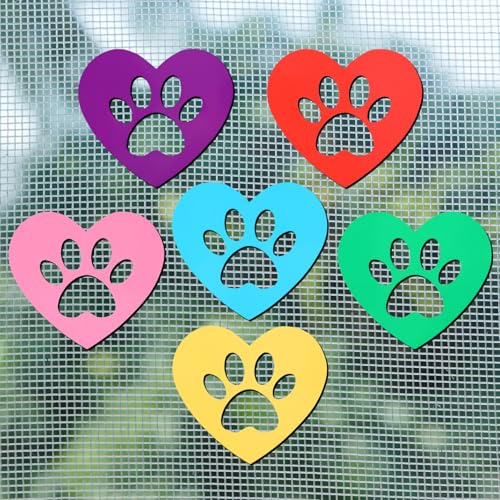 Konohan 12 Pcs/6 Pairs Paw Print Screen Door Magnets Heart Paw Double Sided Screen Magnet Flexible Protector Decorative for Summer Window Sliding Curtain Patio Doors