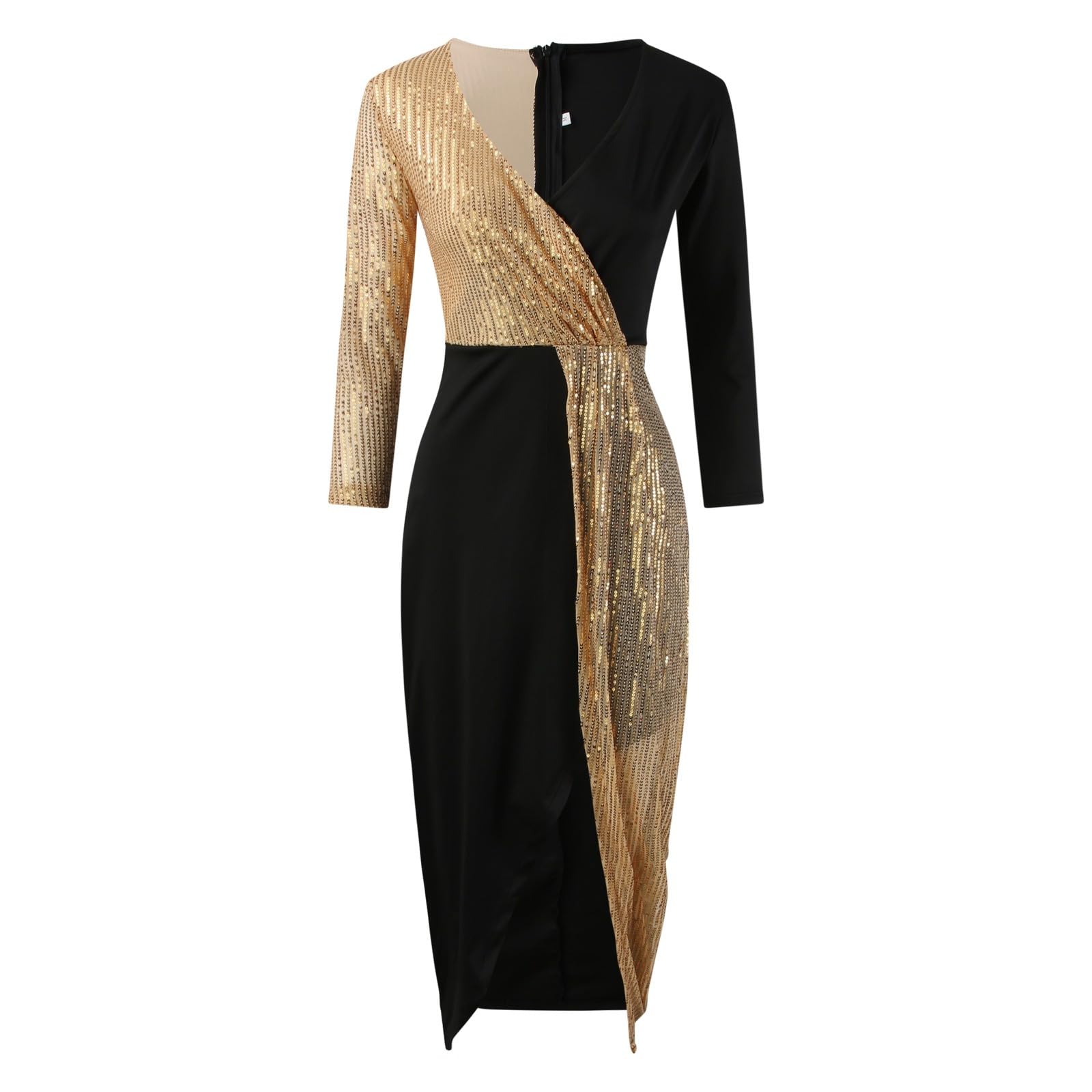 2026 Mi-Longue Manches Longues pour Femmes Style National Noir et Or Unique Élégante Jupe à Haute Tenue Décontractée