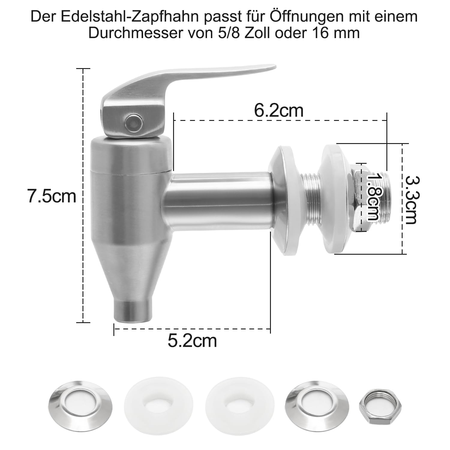 1er Pack Edelstahl Zapfhahn für Getränkespender, Edelstahl Getränkespender Ersatzzapfhahn, Bierzapfhahn für Zuhause Party - 2