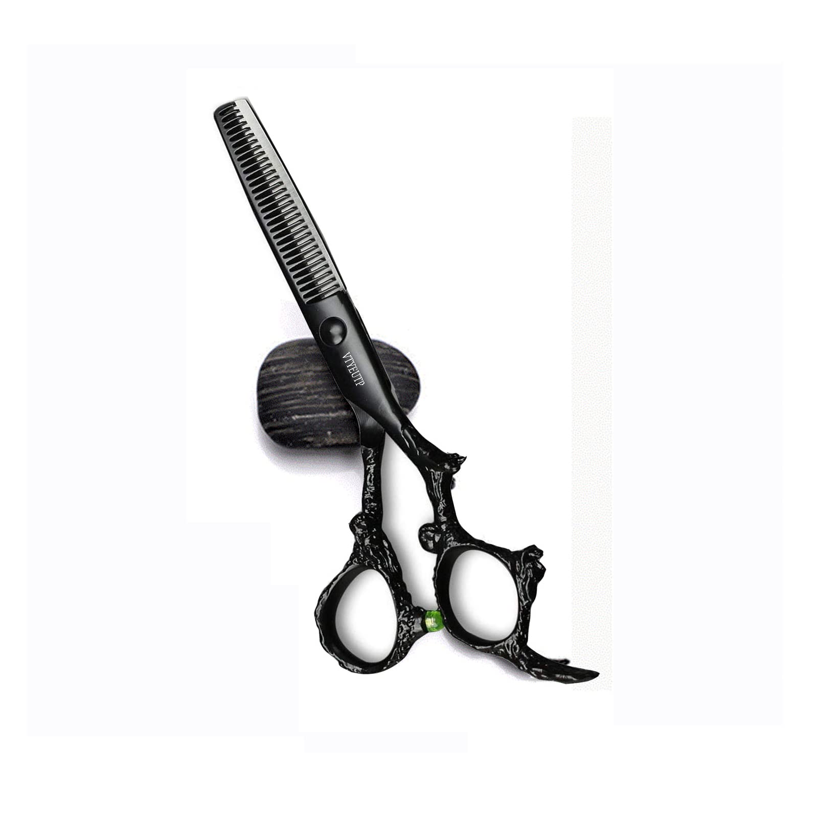 Black Dragon 6.0 inch Professional Dragon Handle 440C Salon Hair Cutting Scissor - Hairdressing Thinning Shears- Perfect for Barber and Home Use (thinning scissors)