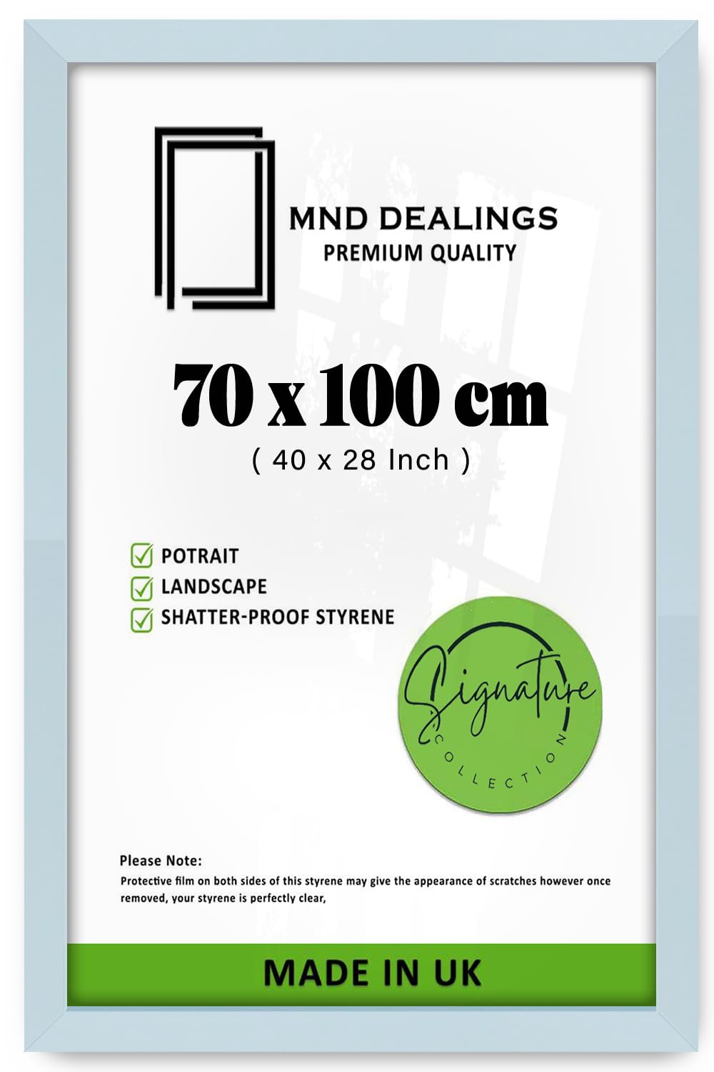MND Dealings | Flat Style Light Grey 40 Inch x 28 Inch Poster frame | Crystal Clear Perpex Wall Decor - for Certificates, (70 x 100 CM) Artwork- [ Light Grey ]