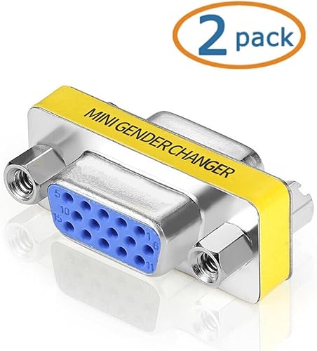 WOVTE Conector SVGA, DB HD nuevo 15 VGA SVGA KVM hembra a hembra cambiador de género acoplador paquete de 2