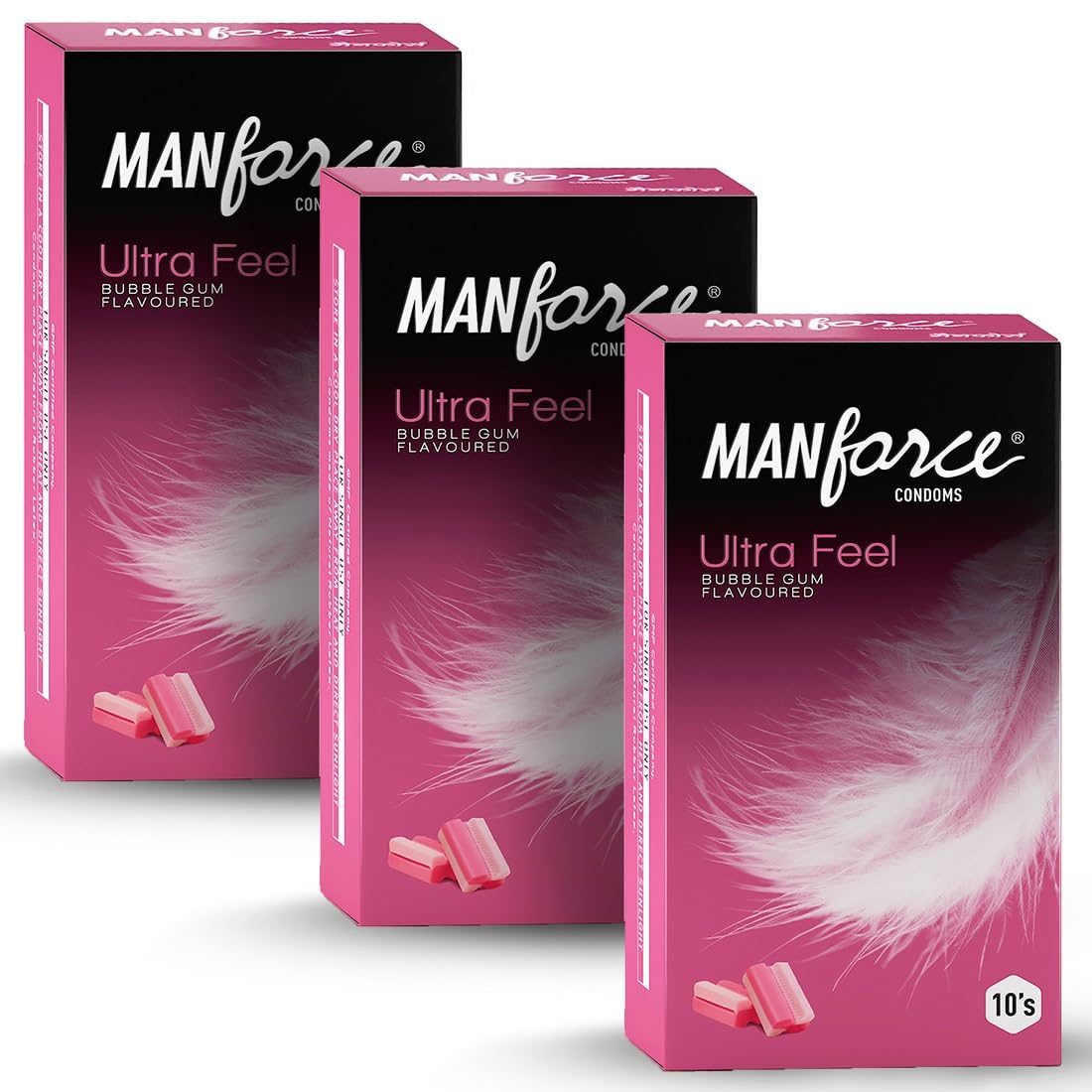 Manforce Ultra Feel Bubblegum Flavoured Condoms for Men | 30 pcs | Ultra Thin Condom | Lubricated Latex Condoms For Her Enhanced Pleasure | India’s No. 1* Condom Brand for Safe Sex