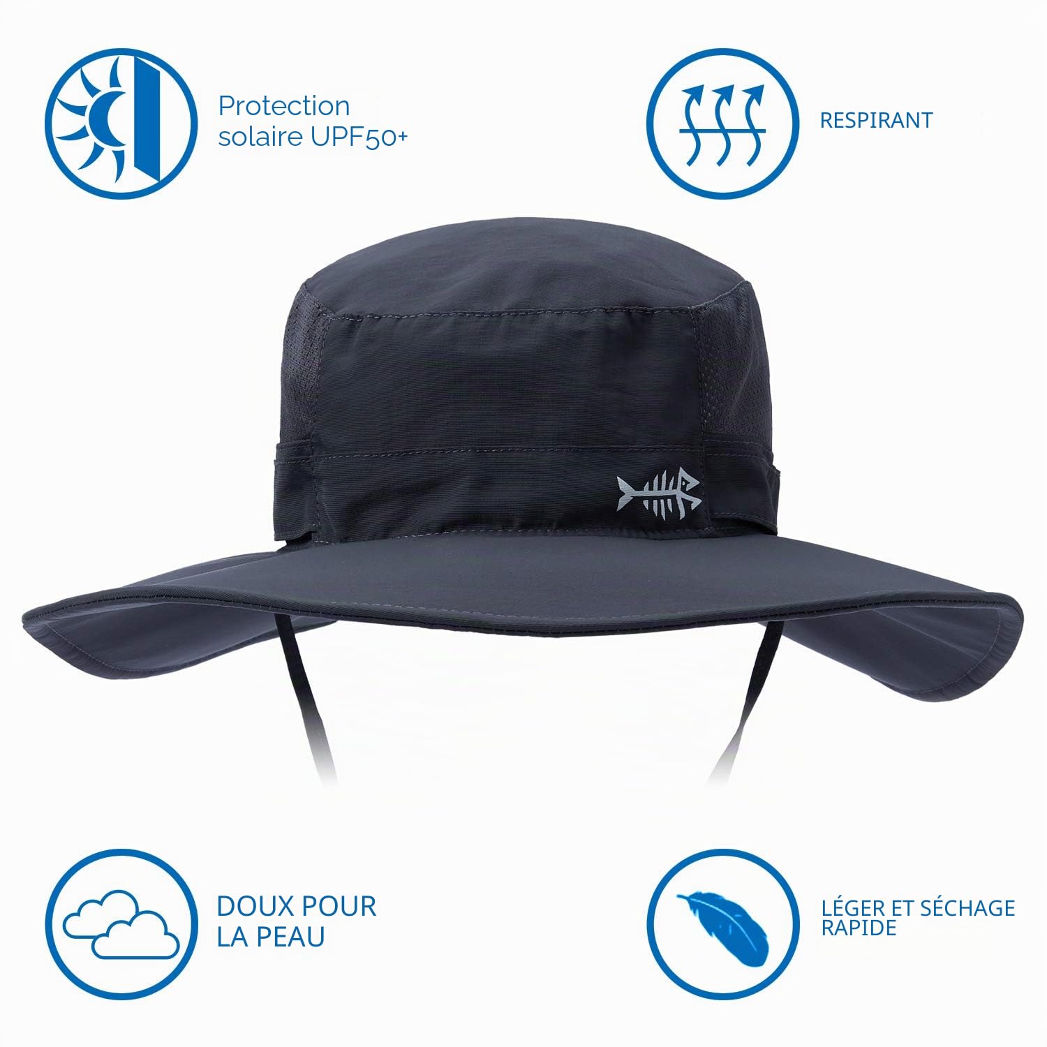 Bassdash Chapeau de Protection Solaire Boonie UPF 50+ pour la Pêche