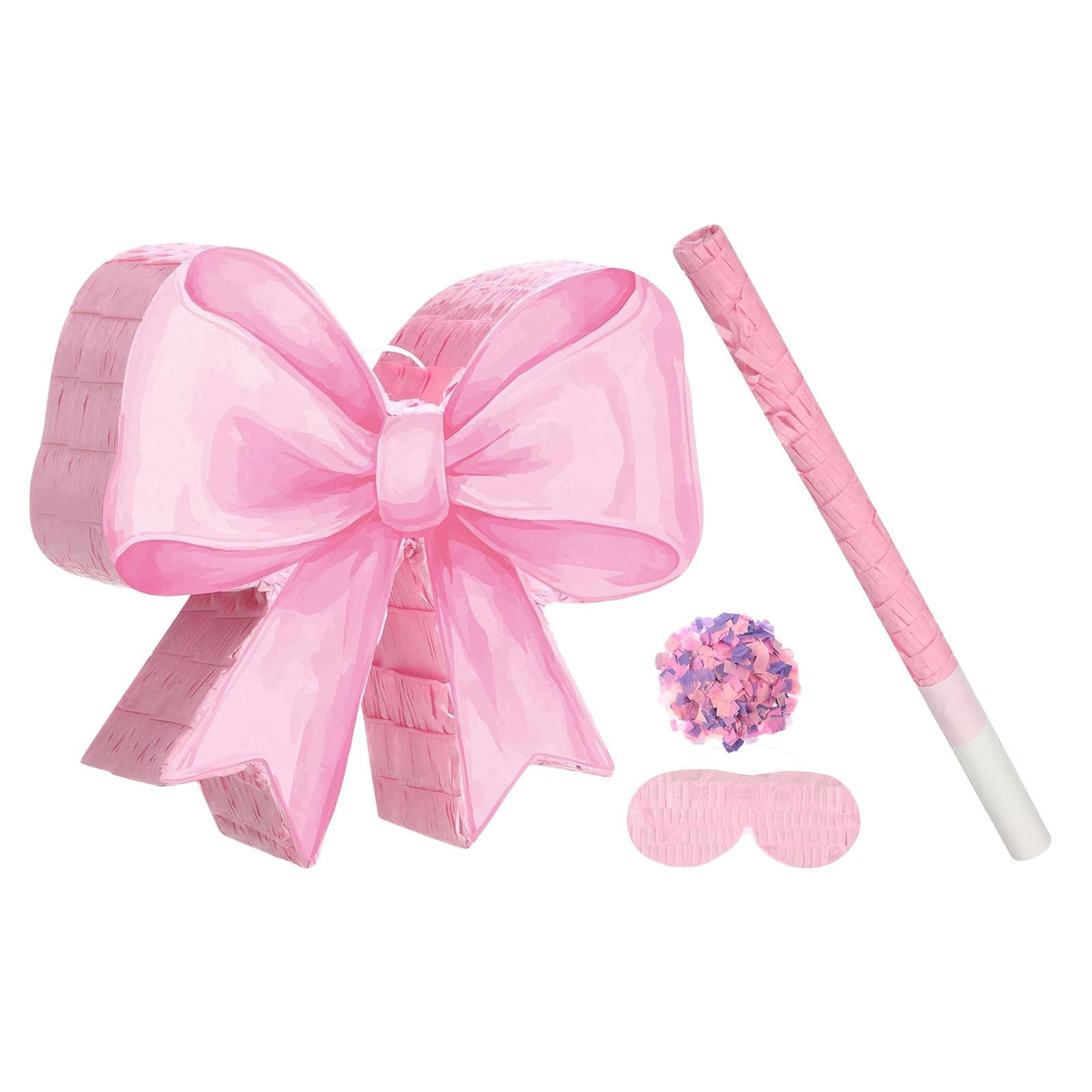 Rosa Schleifen Piñata aus Papier für Kindergeburtstag, Hängedeko
