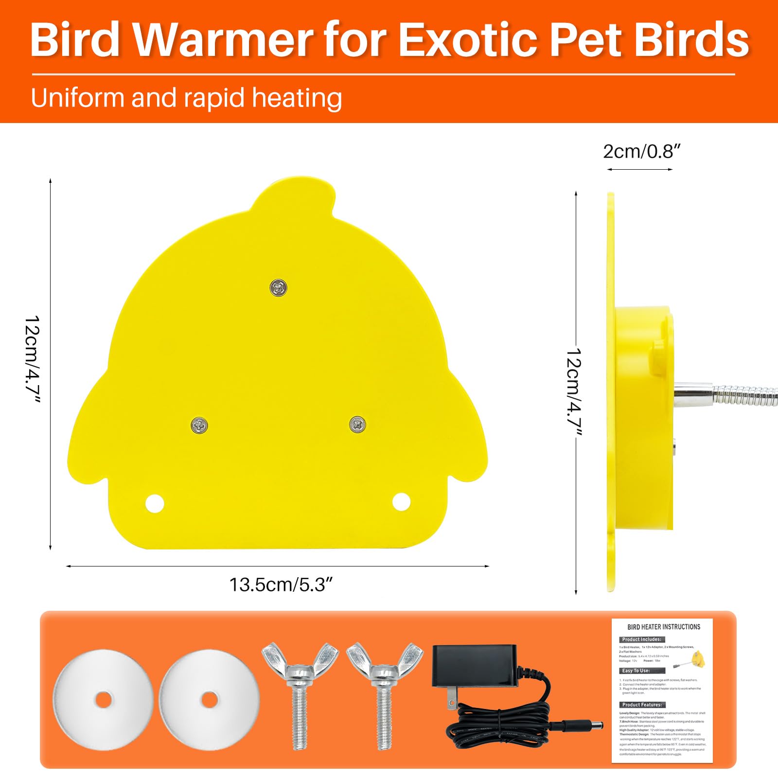 Gabbia per Uccelli Riscaldata per Pappagalli, Pappagalli, Parrocchetti, Riscaldamento Uccello, per Gabbia Snuggle Up Bird, Riscaldamento Caldo 12 V, Scalda 18 W
