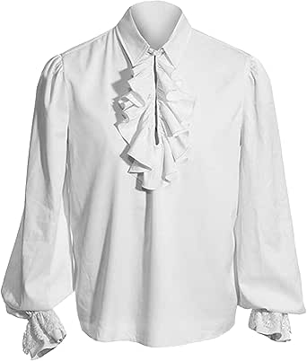 DUOLUVA Mittelalter Hemd Herren Piraten Hemd Herren Viking Halloween Kostüm Männer Gothic Universal Fit