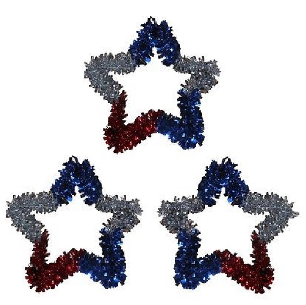 3 Pack of USA Tinsel Stars