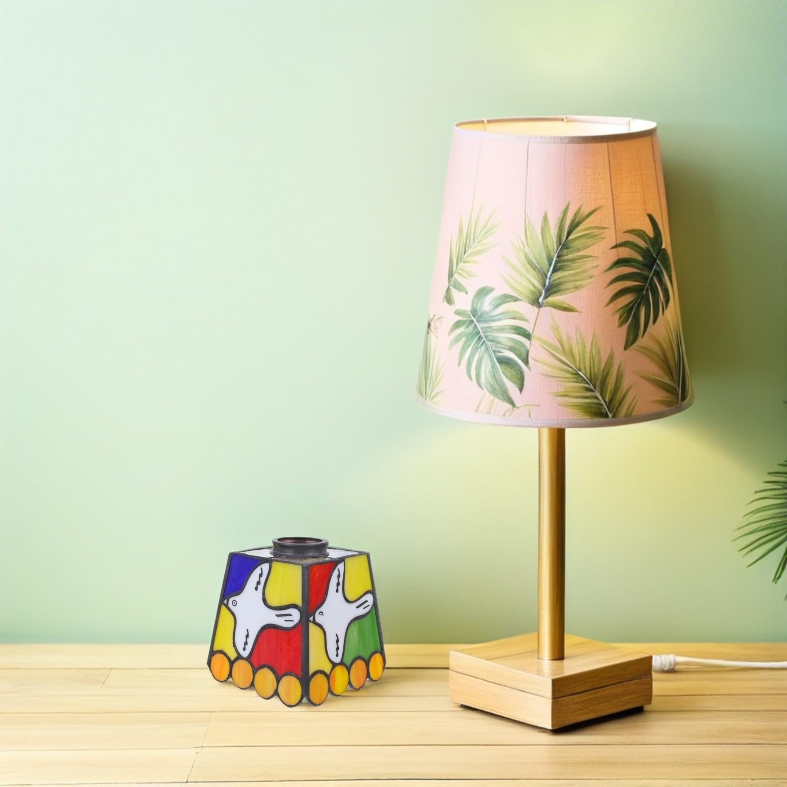 NUOBESTY Paralume in Vetro Paralume in Vetro per Lampadario Motivo Colomba Foro Superiore 42mm Stile Francese Vintage per Bagno e Eventi Speciali