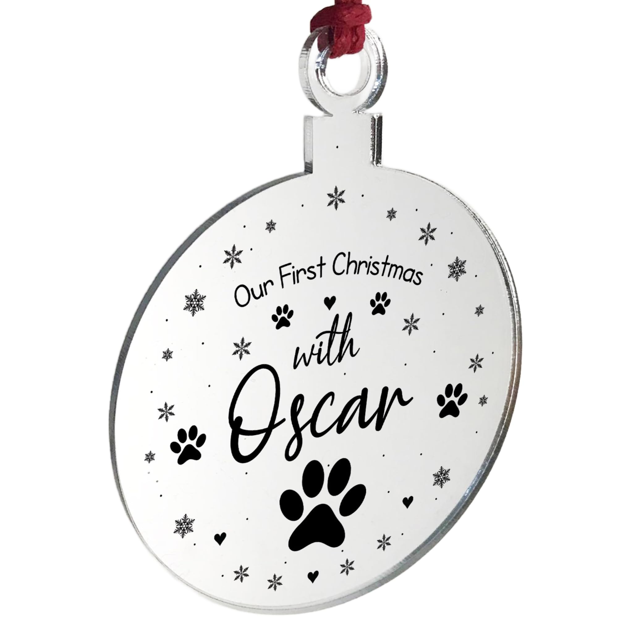 Acrylic Personalised Dog Cat Pet Memorial Christmas Tree Decoration Bauble Gift
