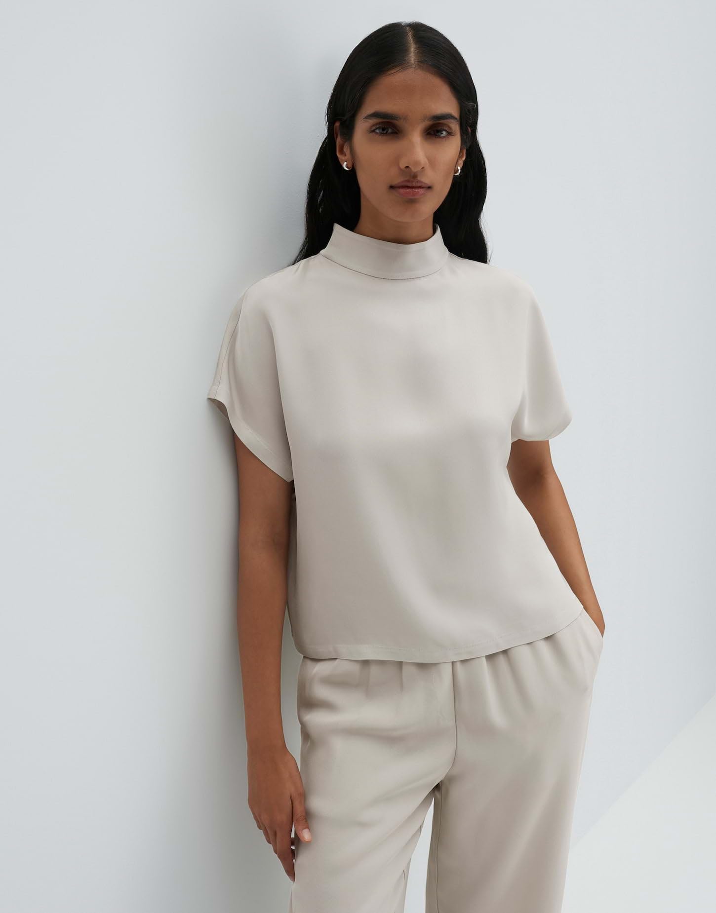 someday Damen Kurzarmbluse | Blusenshirtaus seidig fließendem Acetat Regular Fit
