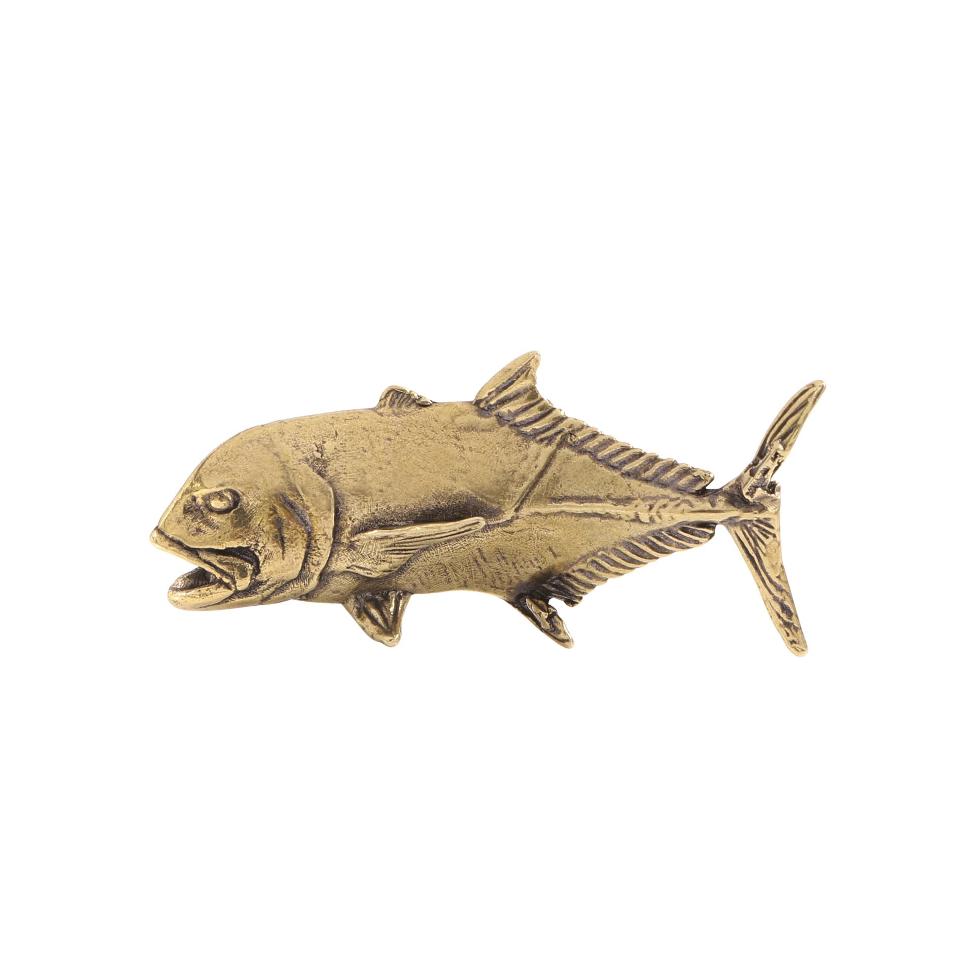 NGDFGR Brass Marine Animal Giant Trevally Miniature Statue,Metal Realistic Giant Trevally Sculpture Desktop Ornament Home Bonsai Micro Landscape Decr Accessories