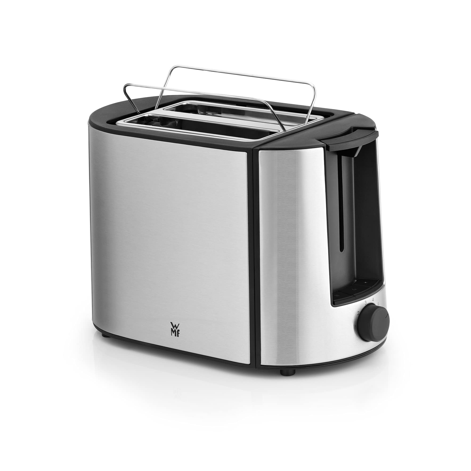 WMF Bueno Pro Tostapane a 2 fette, doppia fessura in acciaio inox con inserto per panini, 2 fette, 6 livelli di doratura, 870 W, acciaio inox opaco