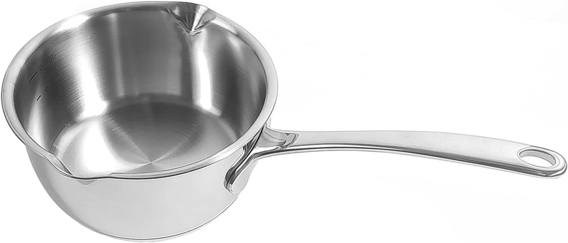 IMEEA Small Saucepan for Melting Butter Heavy Duty 18/10 Tri-Ply Stainless Steel Butter Warmer with Dual Pour Spouts, 0.75-Quart