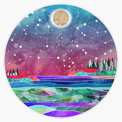 Pisces Constellation Watercolour Coastal Scene Sticker Bumper Sticker Vinyl Decal 5