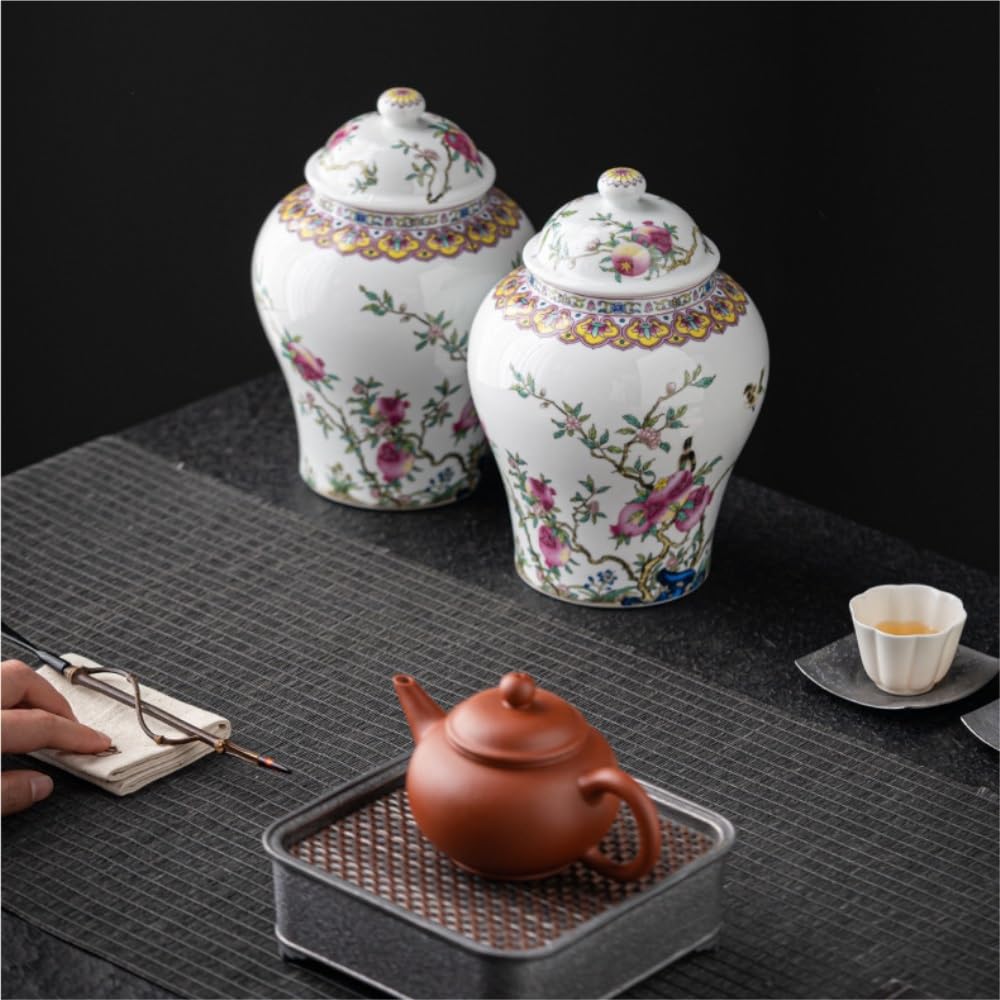 Ceramiczny pojemnik na herbatę, kreatywny emaliowany pojemnik do przechowywania herbaty, mały, zamknięty słoik, chiński zestaw do herbaty, pojedynczy słoik, rozbudzający pojemnik na herbatę