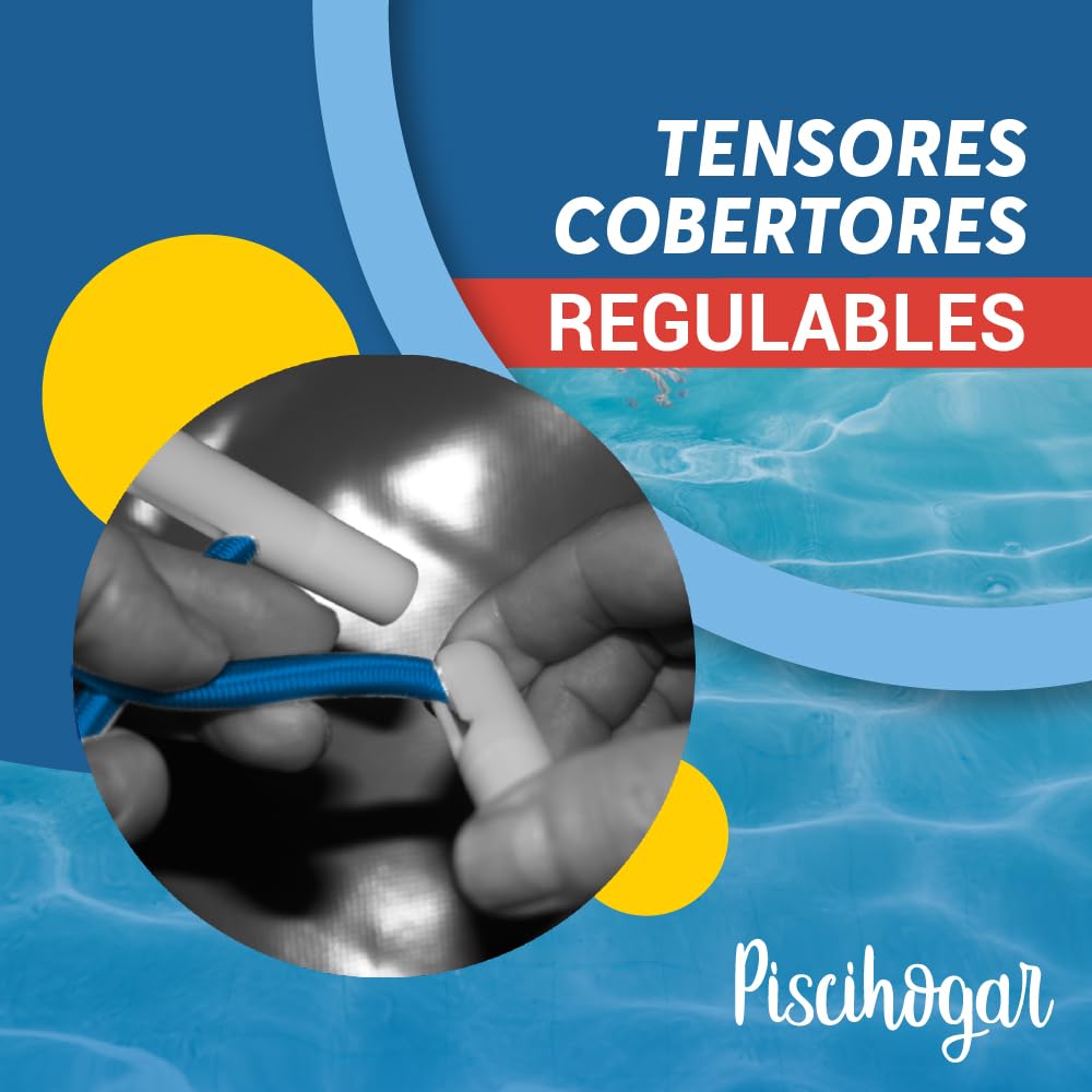 PisciHogar Pack 20 und. Tensores Lona de Piscina. Goma elástica de Gran Resistencia para el cobertor de Invierno. Regulables.