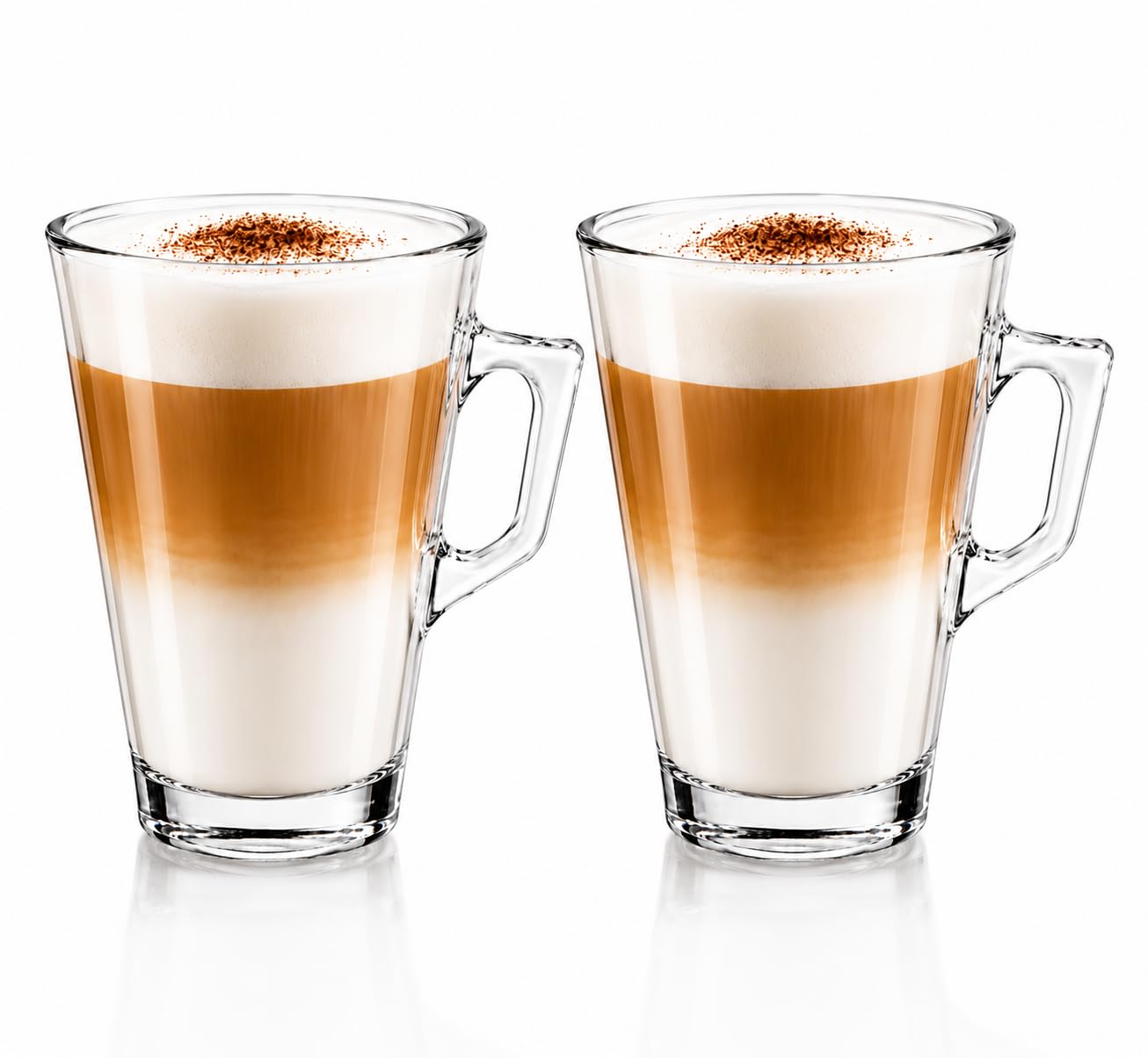 XORX 2 Pack Latte Glass Cups 240ml with Handles