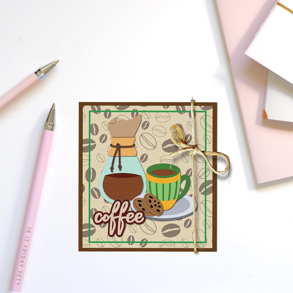 DELORIGIN Coffee Latte Art Cutting Dies Coffee Cup Card Making Die Stencil Metal Die Cuts Card Scrapbooking Embossing Template Dies for Greeting Cards Craft Paper Album Invitation Festive Decor - Image 4