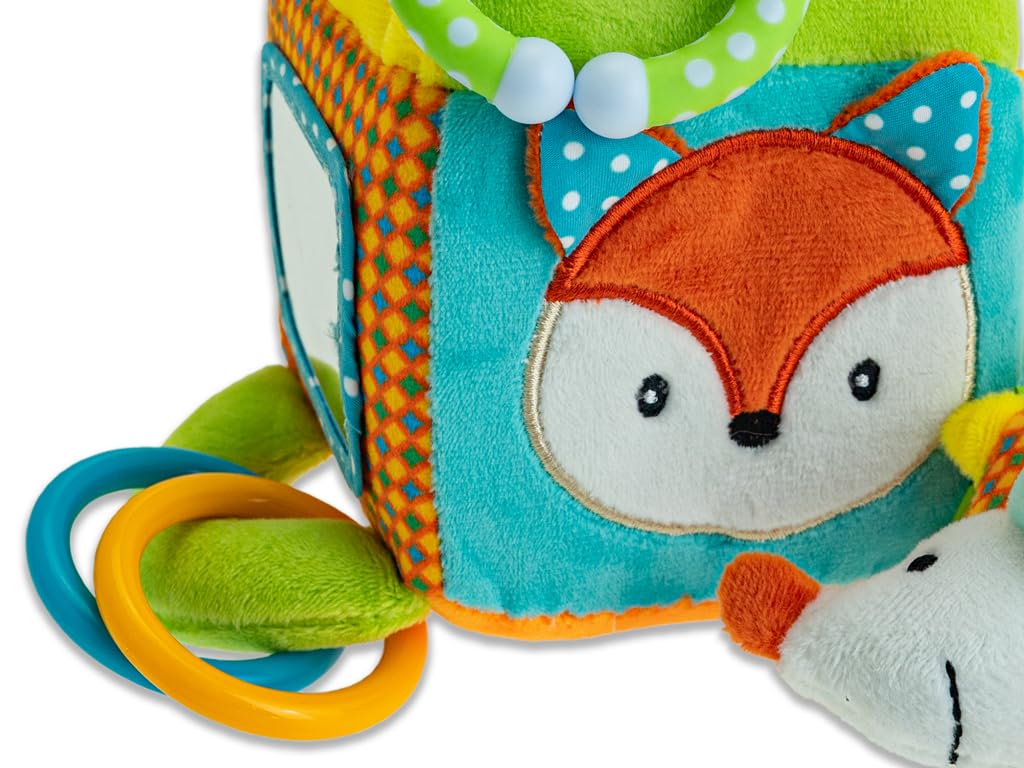 Teorema Gogo - Dados sensoriales suaves para recién nacidos con oso de peluche y mordedor – Juegos 0 – 12 meses, bola sensorial, juguete para la infancia, regalo para el nacimiento de un niño
