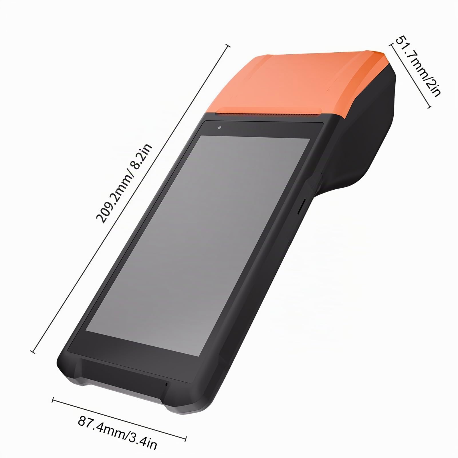 Terminal PDA Compacto 11.0 con Impresora Térmica, Cámara de 2 Megapíxeles, POS Portátil para Inventario Minorista, Escáner de Pago Restaurante con Pantalla Táctil Portátil 5,5" para (Enchufe