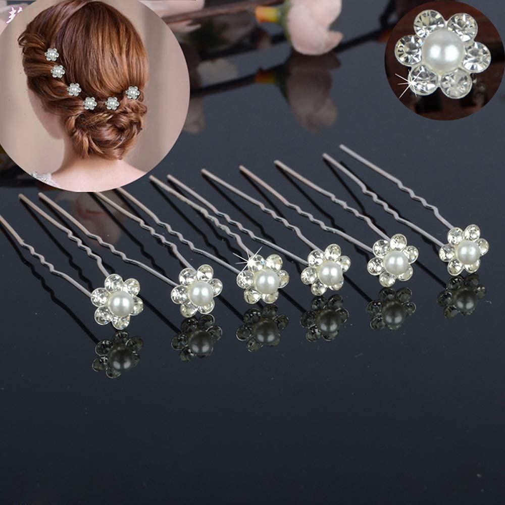 50 Piezas Horquillas Pelo Mujer, VEGCOO Horquillas para Novia, Pinzas para el Pelo en Forma de U, Accesorios para el cabello para Boda, Fiesta (A)