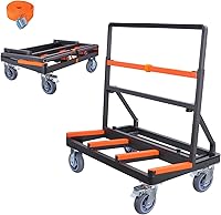 YANGTZE Folding Drywall Cart Heavy Duty 2200 lbs Capacity - Panel Dolly with Rubber Swivel Casters for Plywood, Sheetrock, Glass