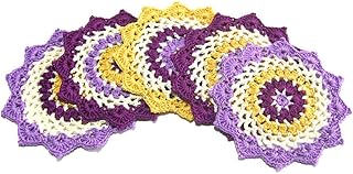 Set 5 sottobicchieri rotondi colorati ad uncinetto - Dimensione: ø 14.5 cm - Handmade - ITALY