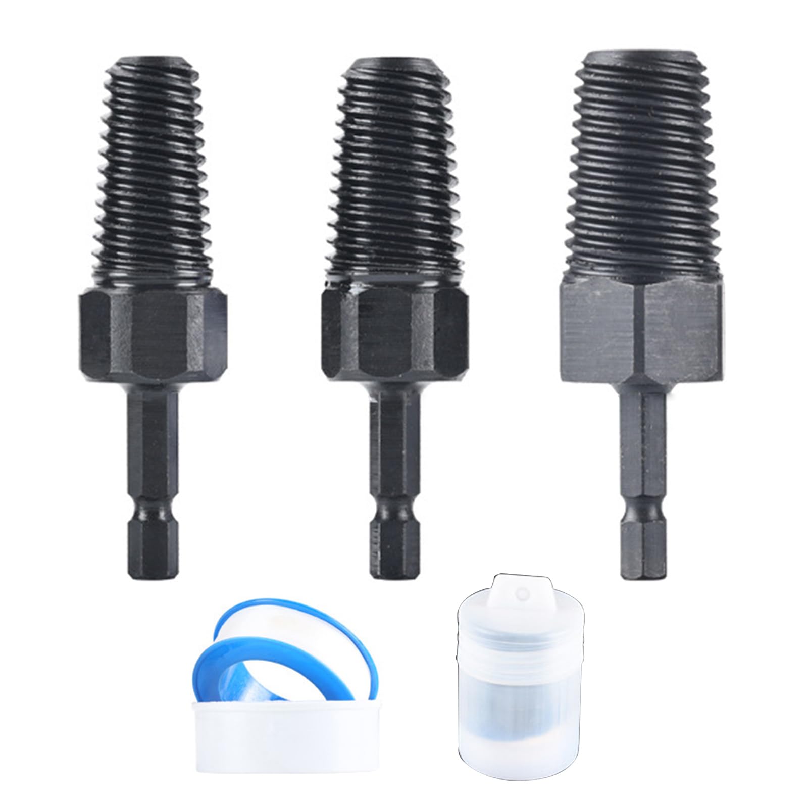 ZBIianxer 1 / 2Inch 3 / 4Inch 1Inch Pipe Thread Extractor Nut Removal Hexagonal Shank Design for Brokend Screw Removal in Plumbing Heat Treated Alloy Screw Extractor Set
