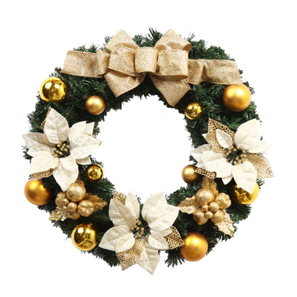 Guirlande de Noël 60cm en rotin artificiel avec nœud et cloches pour porte