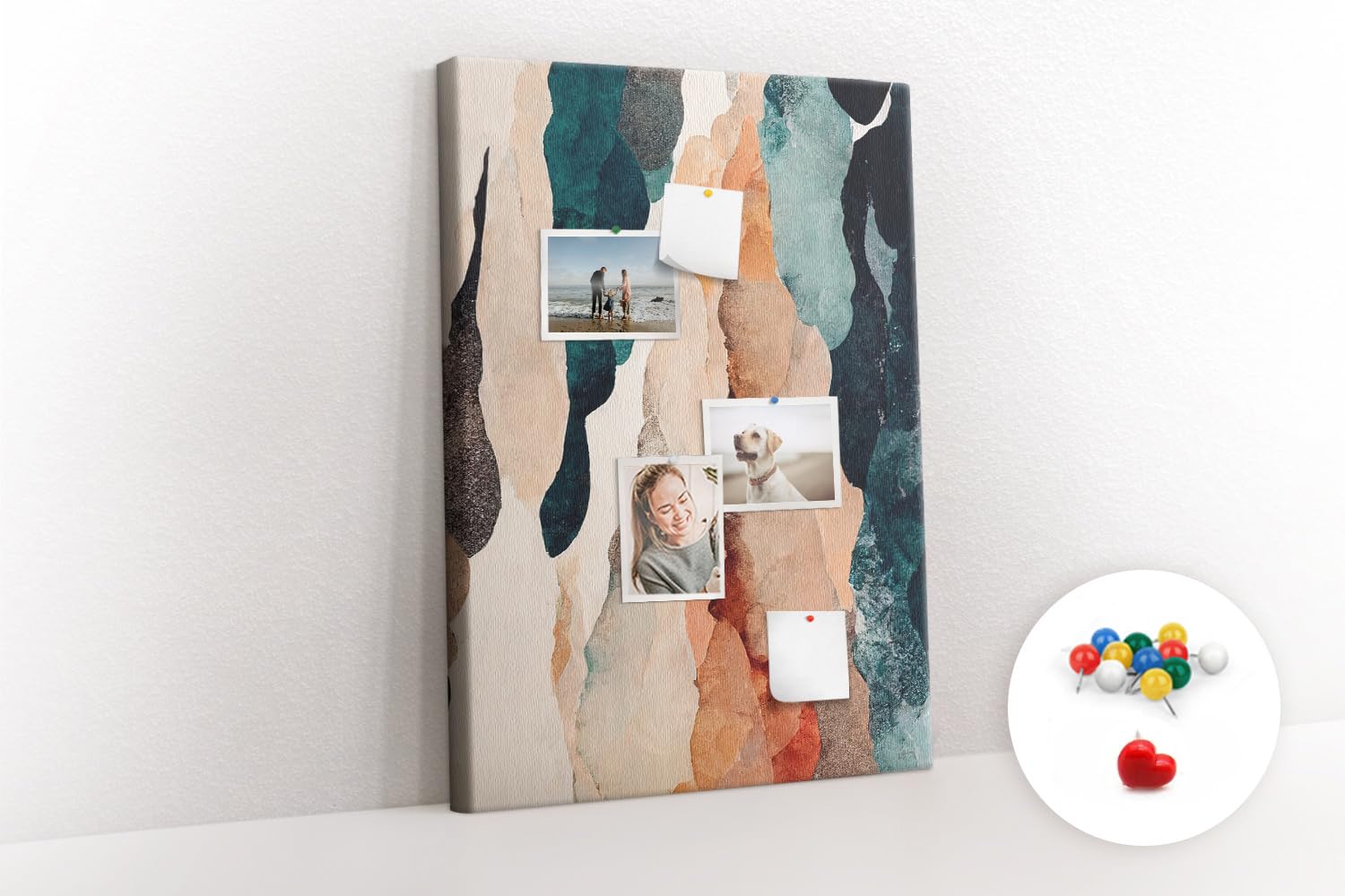 Lavagna in sughero orizzontale grande | pannello murale multifunzione per ufficio scuola casa | pianificazione progetti note foto e idee - 70x100 - colorato - Macchia di astrazione