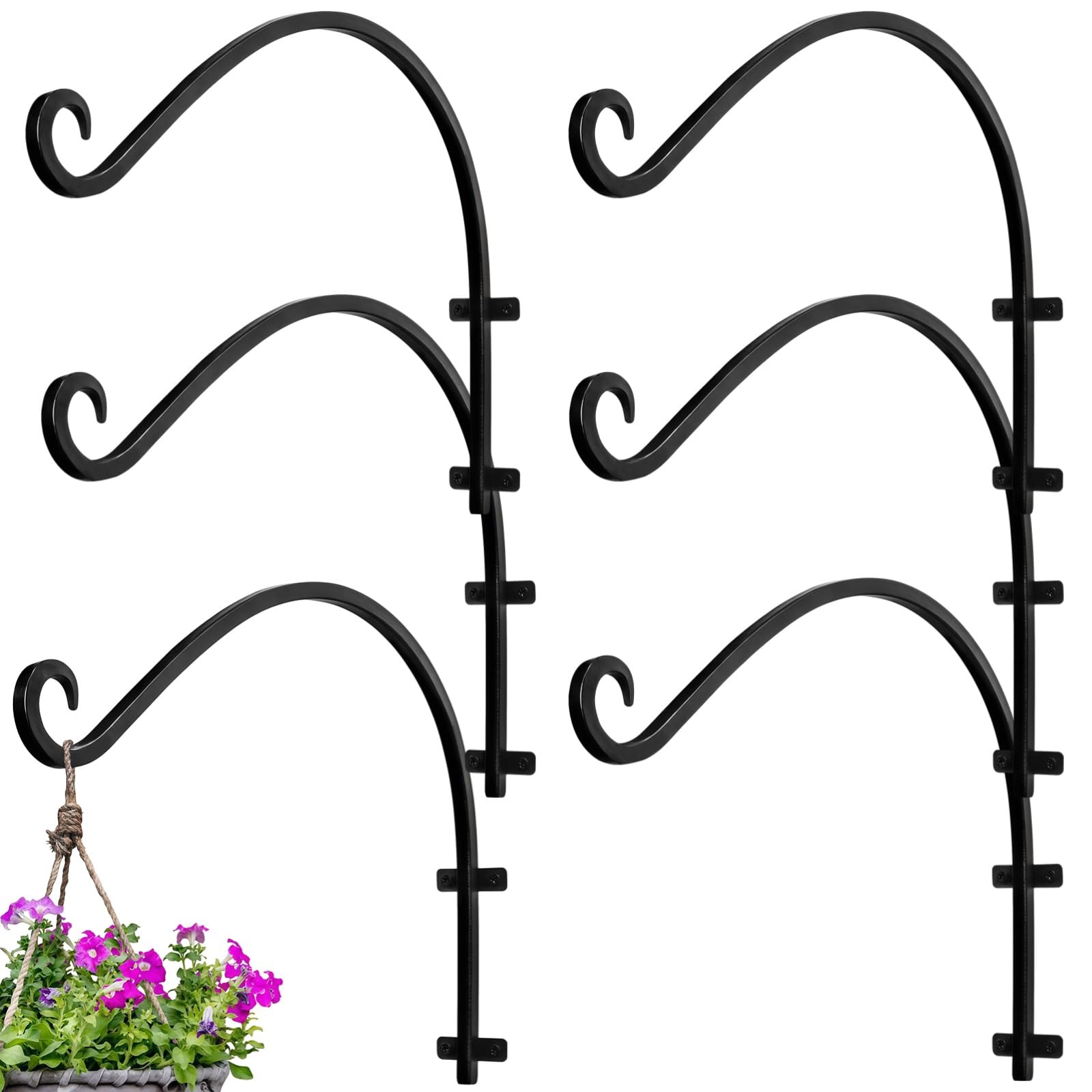 Packool 6PCS Hanging Plant Bracket, Heavy Duty 12-Inch Practical Wall Mount Plant Hanger Hanging Planter Hook for Outdoor Plant