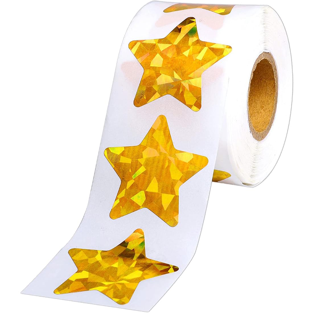 1 rollos 500 Piezas 25mm Pegatinas de Estrellas Doradas para Recompensa Niños en Escuela Aula Autoadhesivas Purpurina con Pegatina de Estrellas Láser Star Stickers para Profesores Padres Manualidades