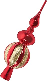 Artibetter Christmas Tree Topper Unique plastic Xmas Tree Finials Hand-painted Treetop plastic Season Decorations, Beautiful, Classic Christmas Tree Hanging Ornaments Red