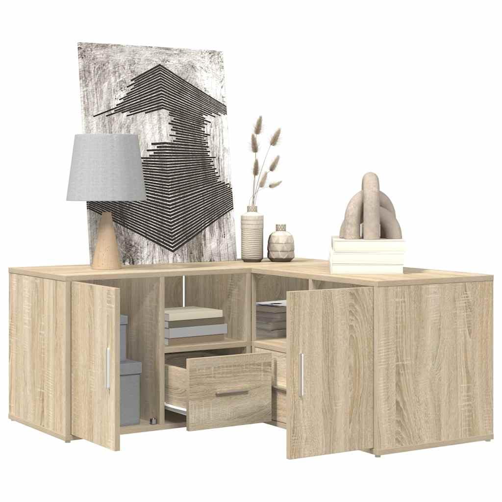 Armario esquinero de roble Sonoma, 160 x 40 x 45 cm, material de madera con 2 posibilidades de montaje como estantería de almacenamiento o armario en forma de L con compartimentos y cajones