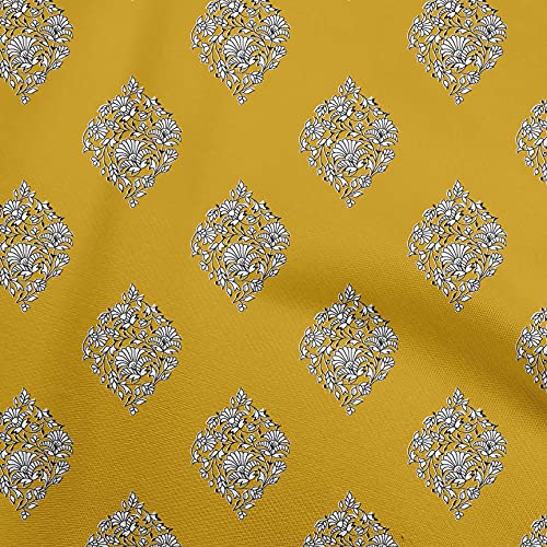 oneOone Cotton Silk Yellow Fabric Block Sewing Craft Projects Fabric Prints By Yard 42 Inch Wide